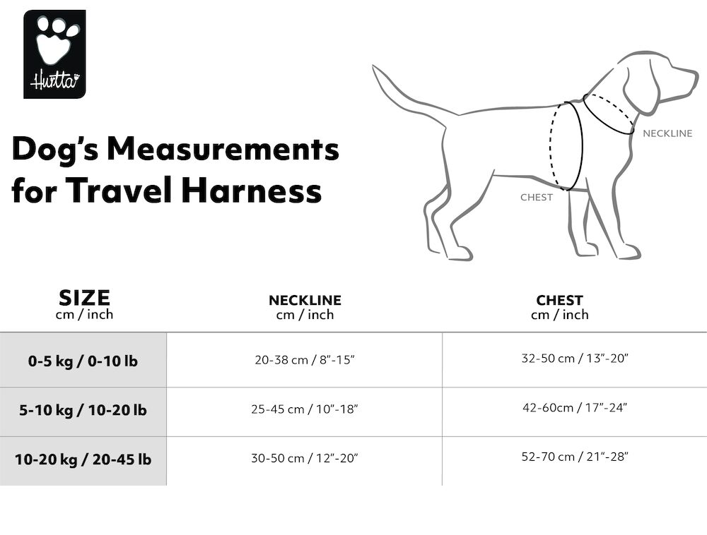 HurttaTravelHarnessECO_AW23_SizeChart